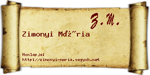 Zimonyi Mária névjegykártya