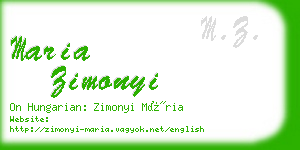 maria zimonyi business card